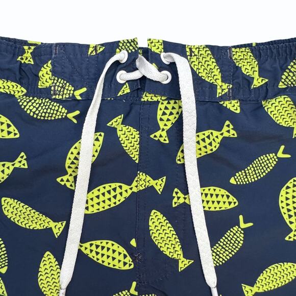 2XIST Ibiza Mens S Swim Trunks Shorts Deco Sea Print Navy Yellow Fish Drawstring - Picture 3 of 15